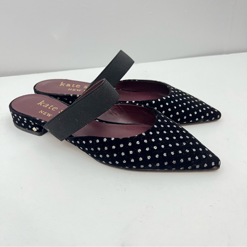 Kate Spade NY Velvet Polka Dot Flats Mules
